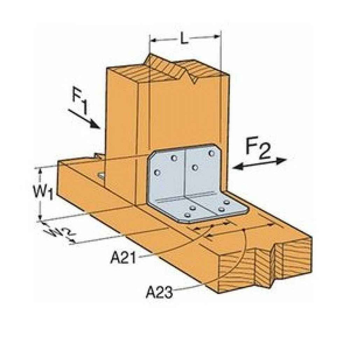 Simpson Strong-Tie A21Z (2" x 1-1/2" x 1-3/8") 18Ga ZMAX A Angle for Wood Applications - 2