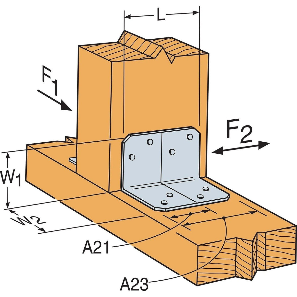 Simpson Strong-Tie A21 (2" x 1-1/2" x 1-3/8") 18Ga Galvanized A Angle for Wood Applications - 2