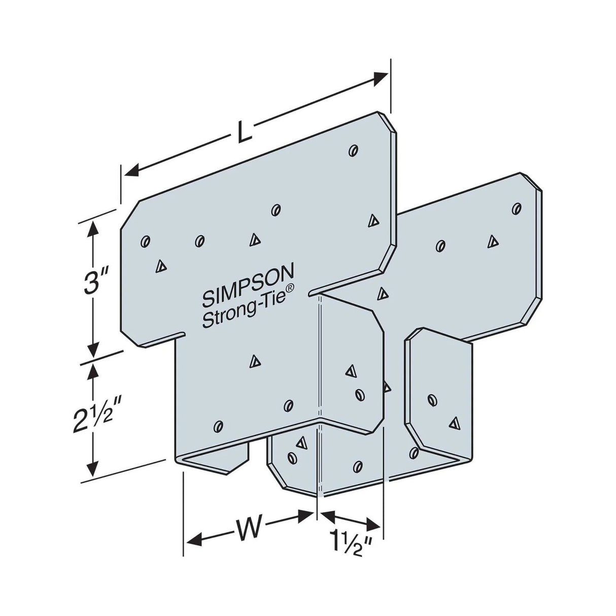 Simpson Strong-Tie AC4 (3-9/16" x 6-1/2") 18ga AC Galvanized Adjustable Post Cap - 2