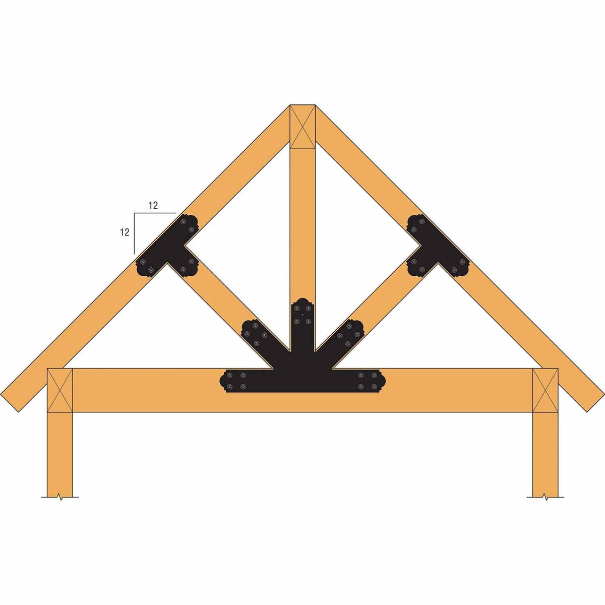 Simpson Strong-Tie APGP1212 (12:12 Pitch) Outdoor Accents Decorative Gable Plate - ZMAX/Black Powder Coated - 4