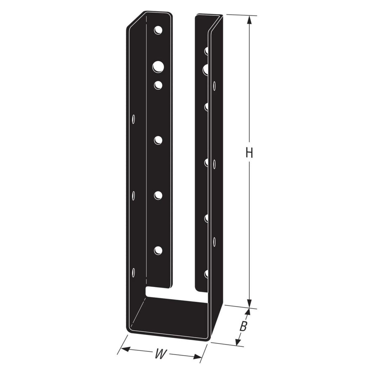 Simpson Strong-Tie APLH210R (2-1/16" x 7-3/4") 14Ga Concealed-Flange Light Joist Hanger for 2x10 Rough, ZMAX/Black Finish - 2
