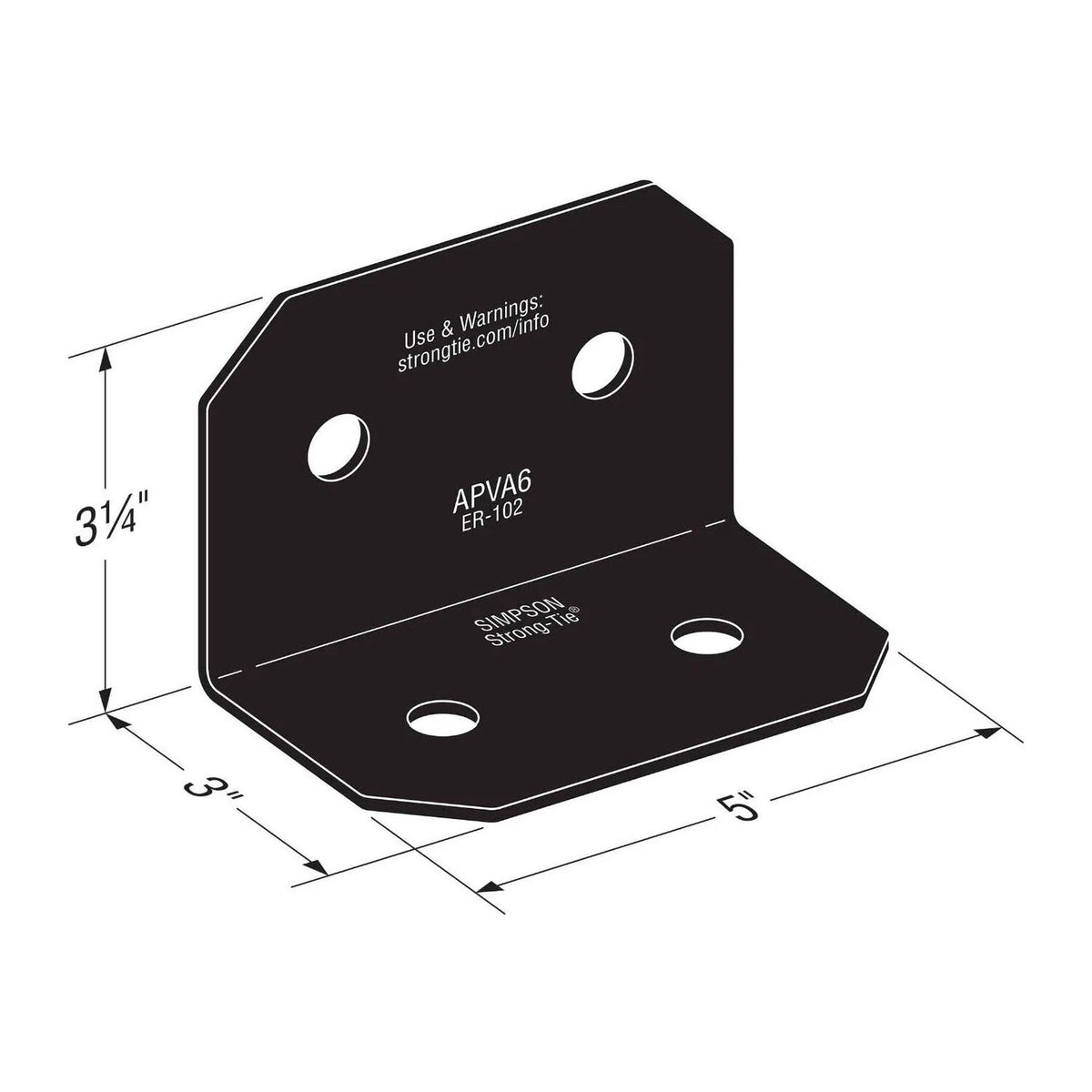 Simpson Strong-Tie APVA6 Outdoor Accents Avant Collection ZMAX Black Powder-Coated 90 Degree Angle for 6x - 2