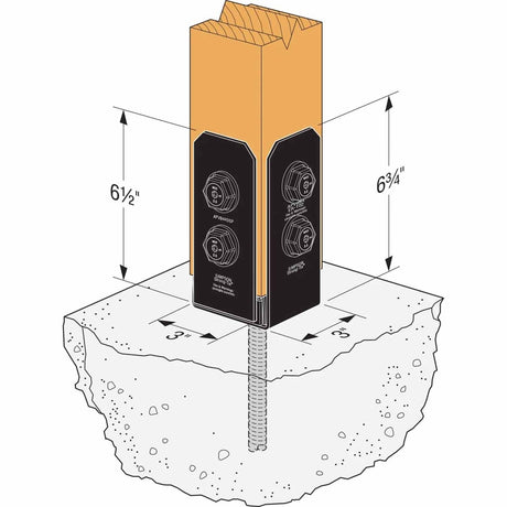 Simpson Strong-Tie APVB44DSP Avant Decorative Post Base Plates - Black Powder Coat (2 Pack) - 3