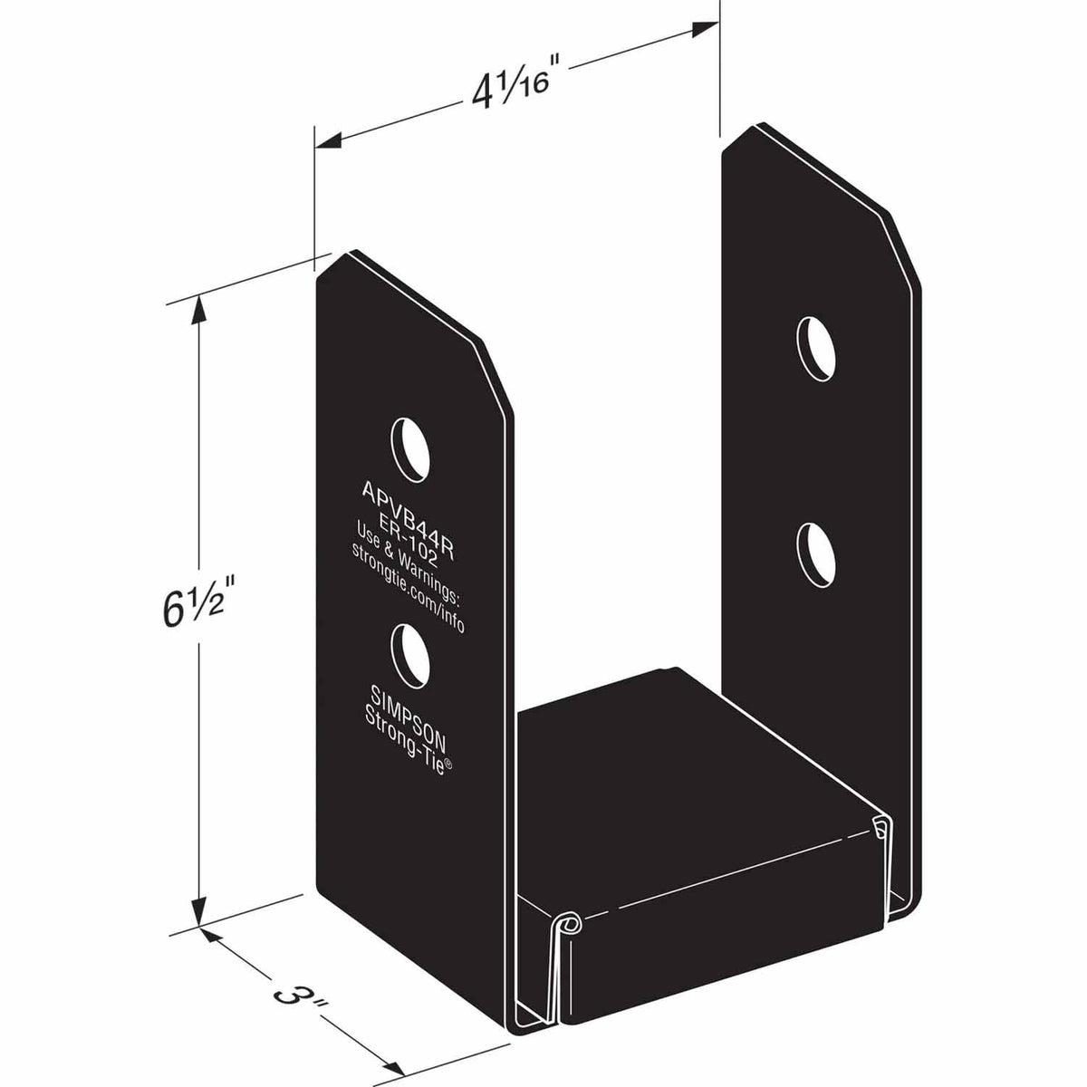 Simpson Strong-Tie APVB44R (4" x 4" Rough) Outdoor Adjustable Post Base - ZMAX/Black Powder Coated - 2