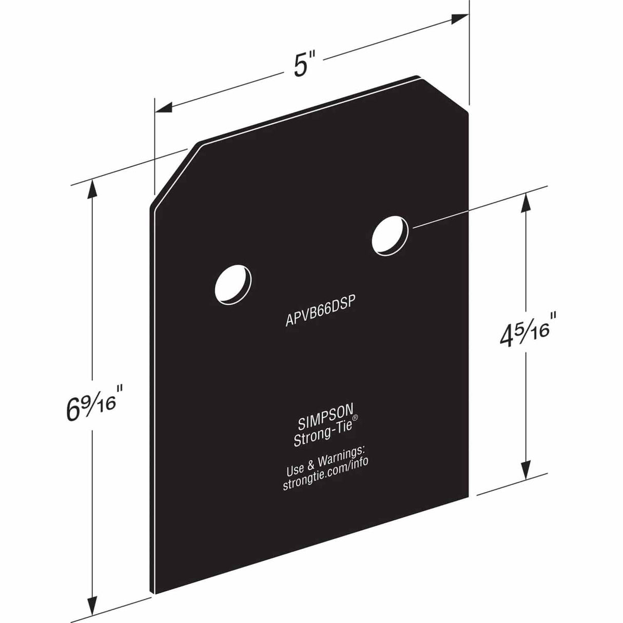 Simpson Strong-Tie APVB66DSP Avant Collection ZMAX Black Post Base Side Plate (2 Pack) - 2