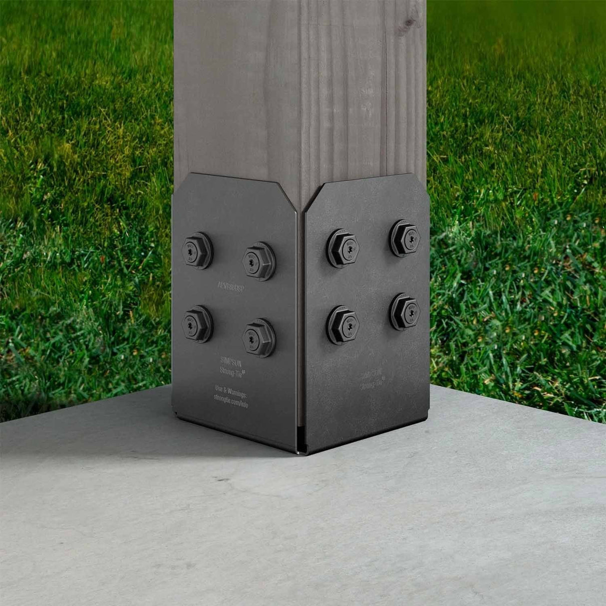 Simpson Strong-Tie APVB88DSP Avant Collection ZMAX Black Post Base Side Plate (2 Pack) - 5
