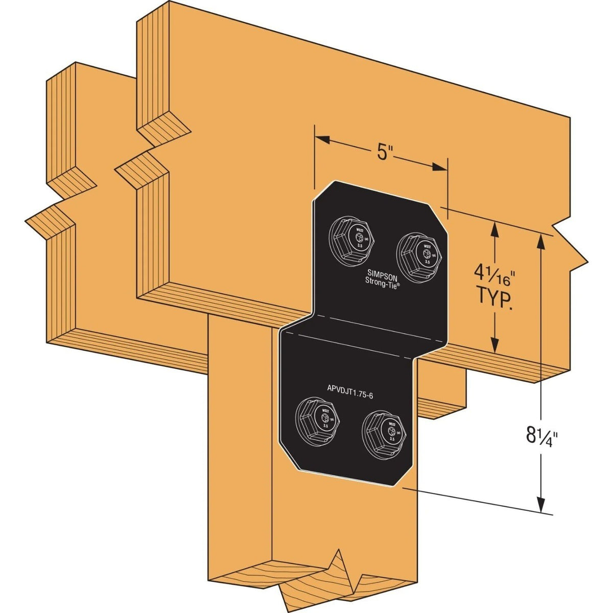 Simpson Strong-Tie APVDJT1.75-6 (1-3/4-in.) Outdoor Accents Avant Collection Deck Joist Tie for Wood - 3