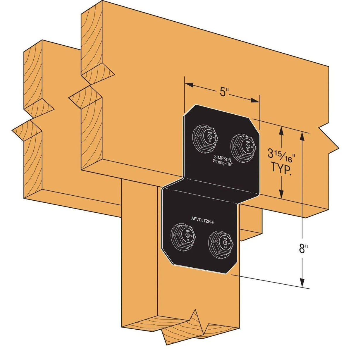Simpson Strong-Tie APVDJT2R-6 Outdoor Accents Avant Collection Deck Joist Tie for Rough 2x - 3