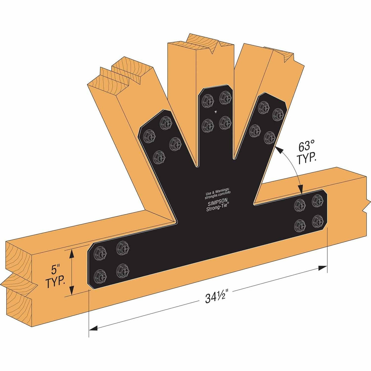 Simpson Strong-Tie APVGP612 (6:12 Pitch) Outdoor Accents Avant Collection Black Powder-Coated Gable Plate - 3