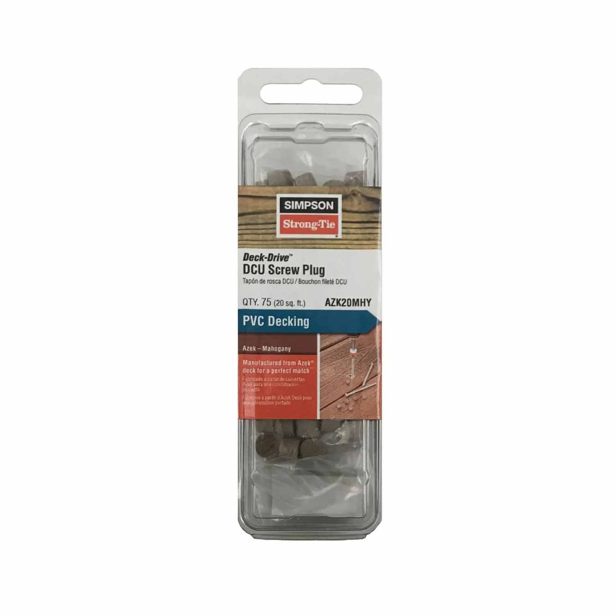 Simpson Strong-Tie AZK20MHY Deck-Drive(2") DCU Screw Plug - Azek Mahogany (75 Pack)