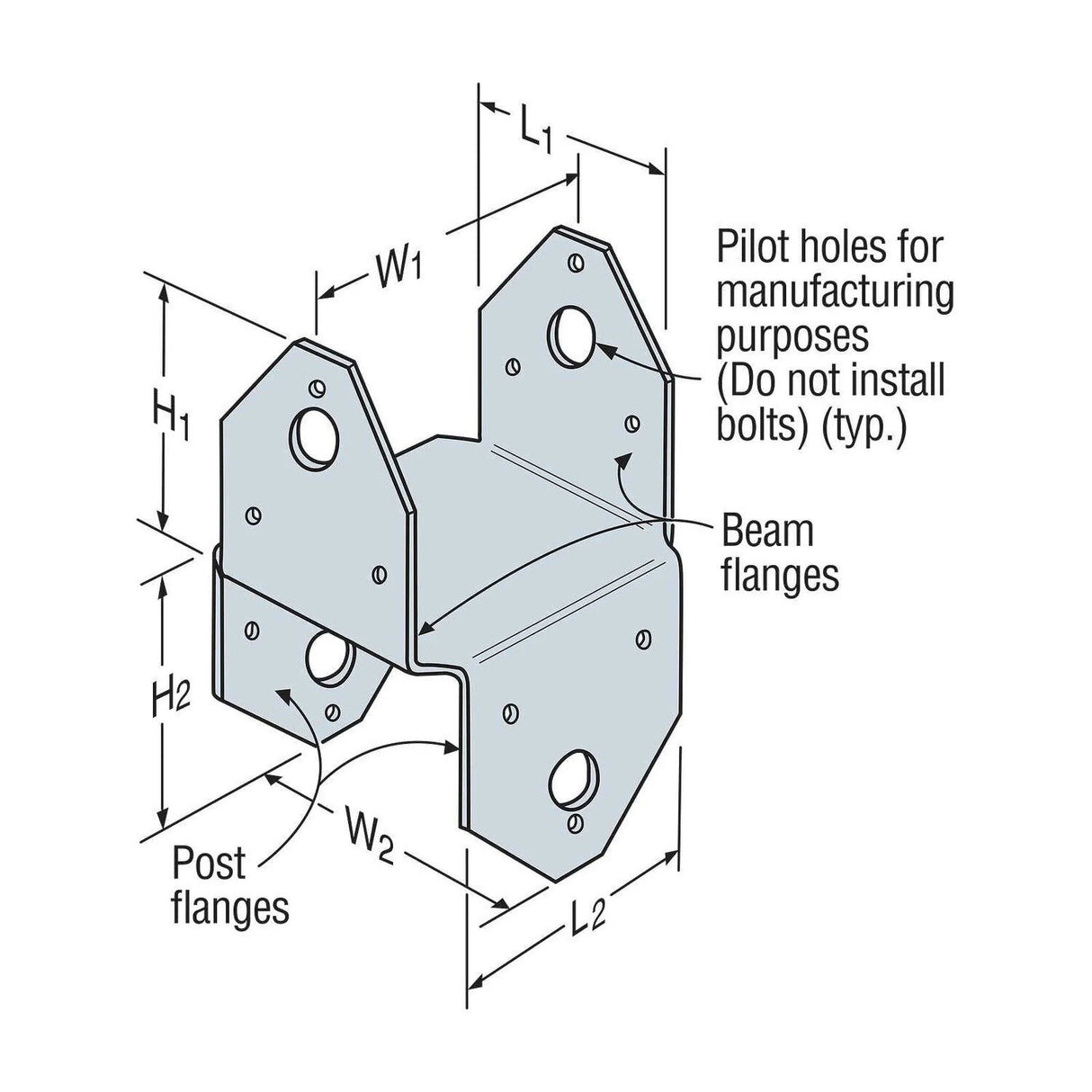 Simpson Strong-Tie BC4 (4x) 18 Gauge Galvanized Post Cap - 2