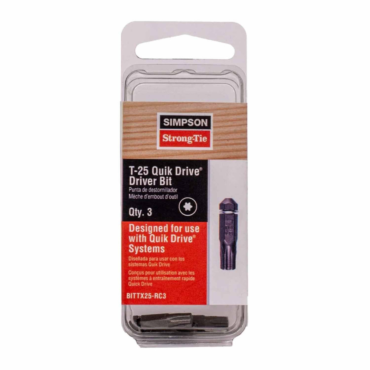 Simpson Strong-Tie BITTX25-RC3 Quik Drive ((T25 6-Lobe) Drive Bit for Quik Drive Systems (3 Pack) - 2