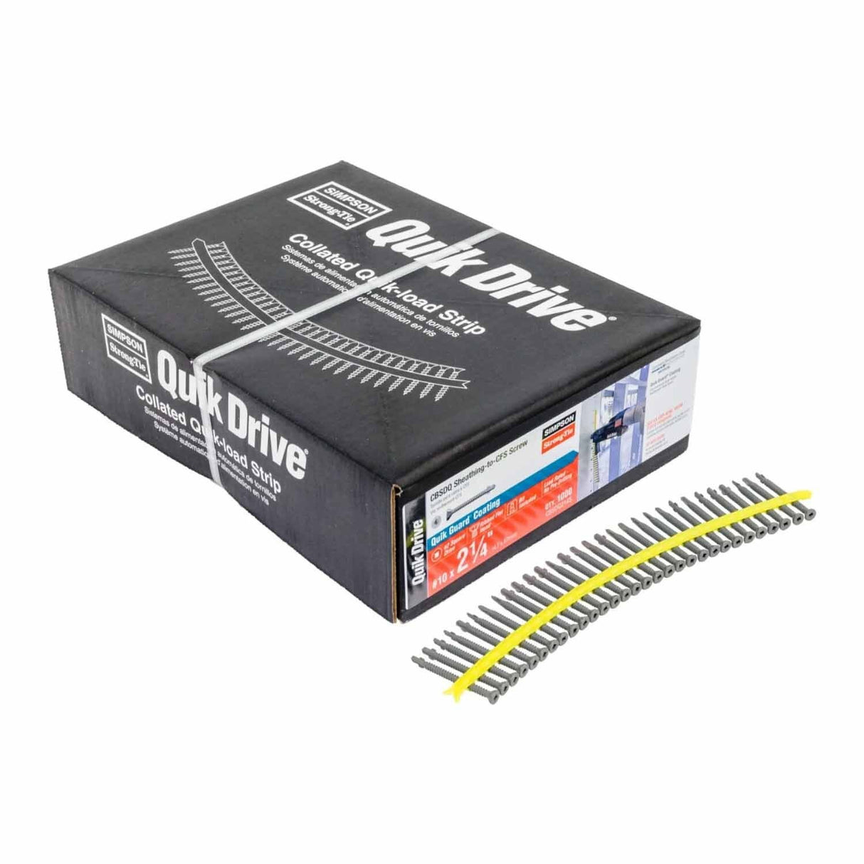 Simpson Strong-Tie CBSDQ214S (#10 x 2-1/4") Collated Sheathing-to-CFS Screw, Quik Guard Coating (1000 Pack) - 3