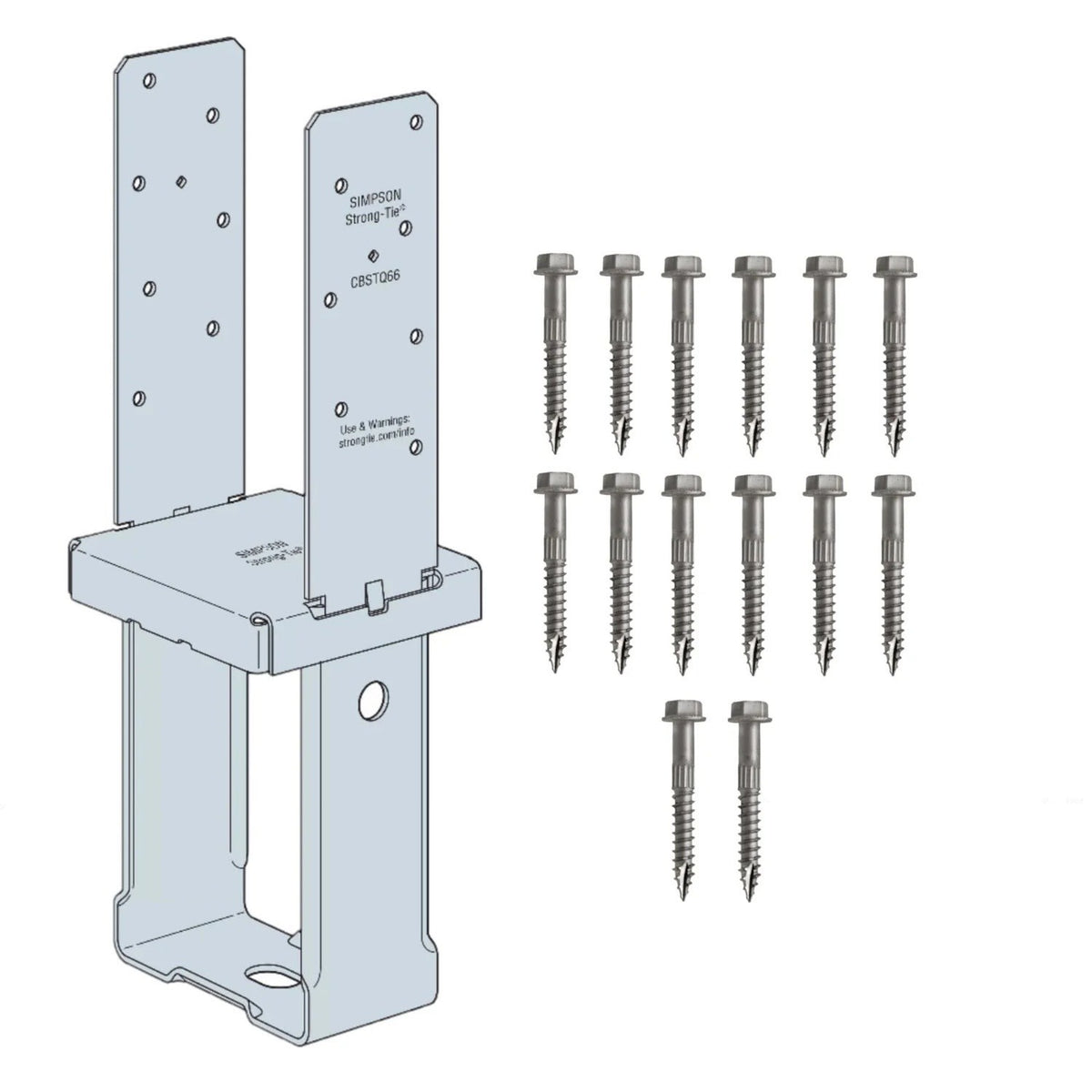 Simpson Strong-Tie CBSTQ66-SDS2HDG (8-3/4") Quick-Install Column Base w/ SDS Screws - Hot Dip Galvanized - 2