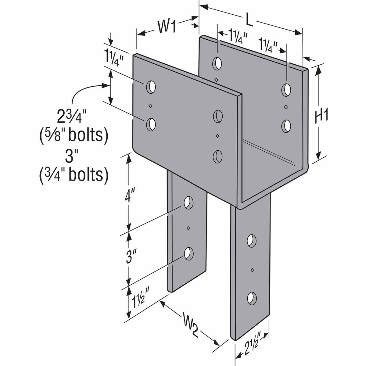 Simpson CC5 1/4-4 Strong-Tie Heavy-Duty Column Cap for 5-1/8" Beam and 4x Post - Structural Wood Connector - 3