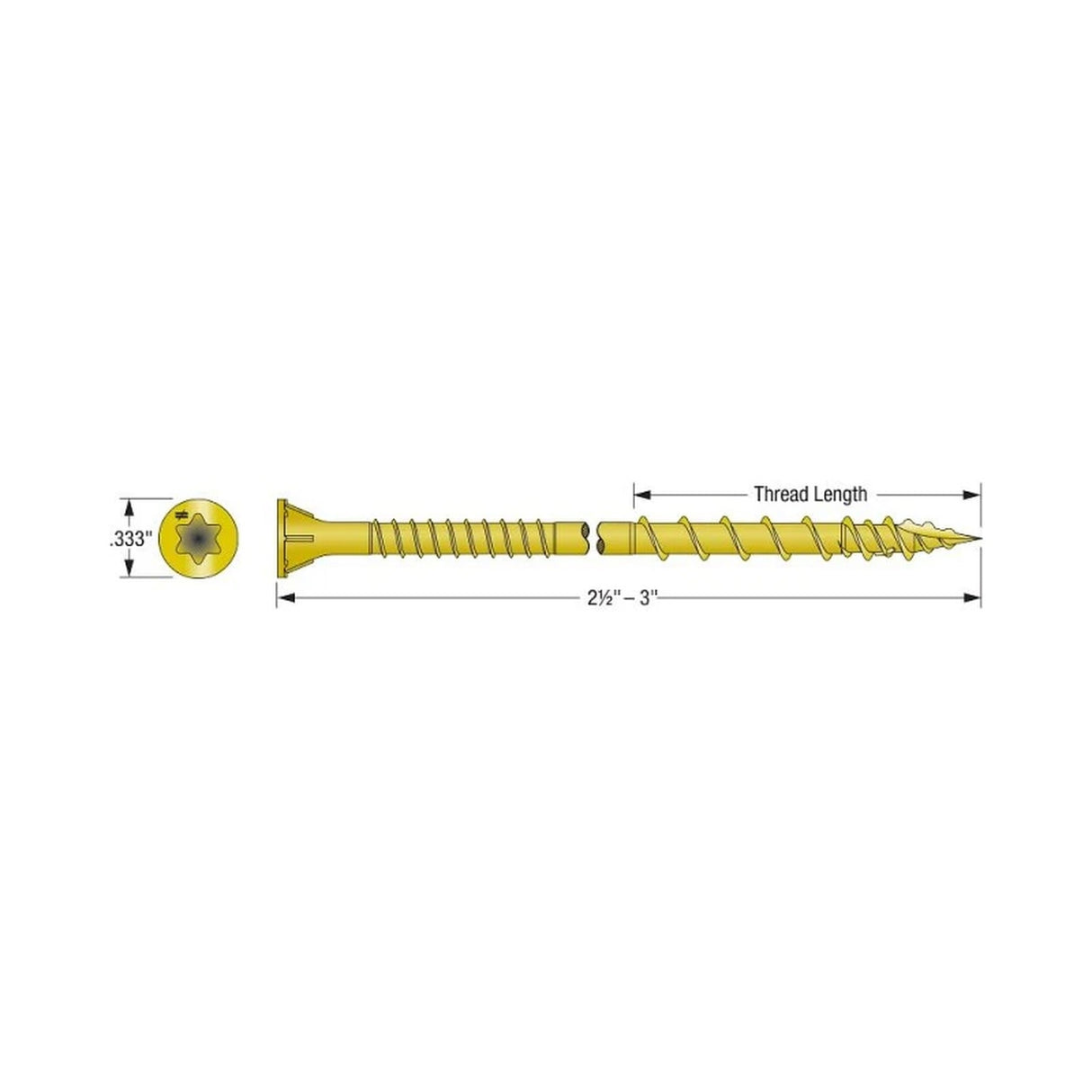 Simpson Strong-Tie CSVZ212R80 Strong-Drive (#10 x 2-1/2") Strong-Drive CSV Construction Screw T25, Flat Head, Yellow Zinc (80 Pack) - 2