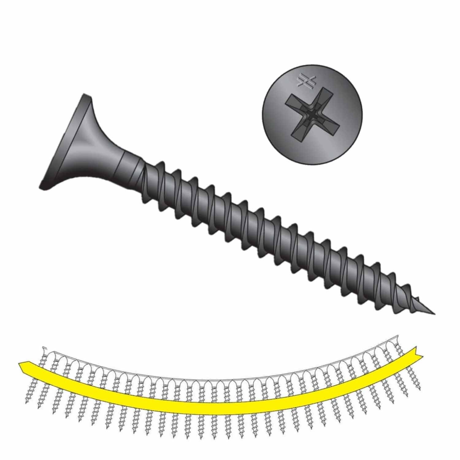 Simpson Strong-Tie DWF158PS Quik Drive (#6 x 1-5/8") Collated Drywall-to-CFS Screw #2 Phillips Bugle Head (2500 Pack) - 2