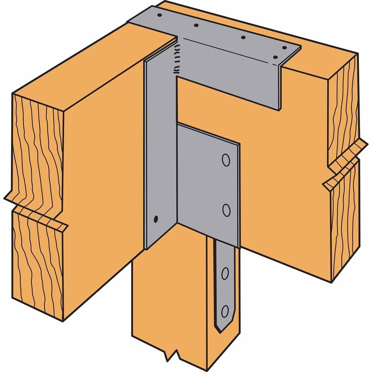 Simpson ECC5 1/4-6ROT Strong-Tie Simpson End Column Cap 90 Degree Rotated Straps Gray Paint for 5-1/8" Beam and 6x Post - 2
