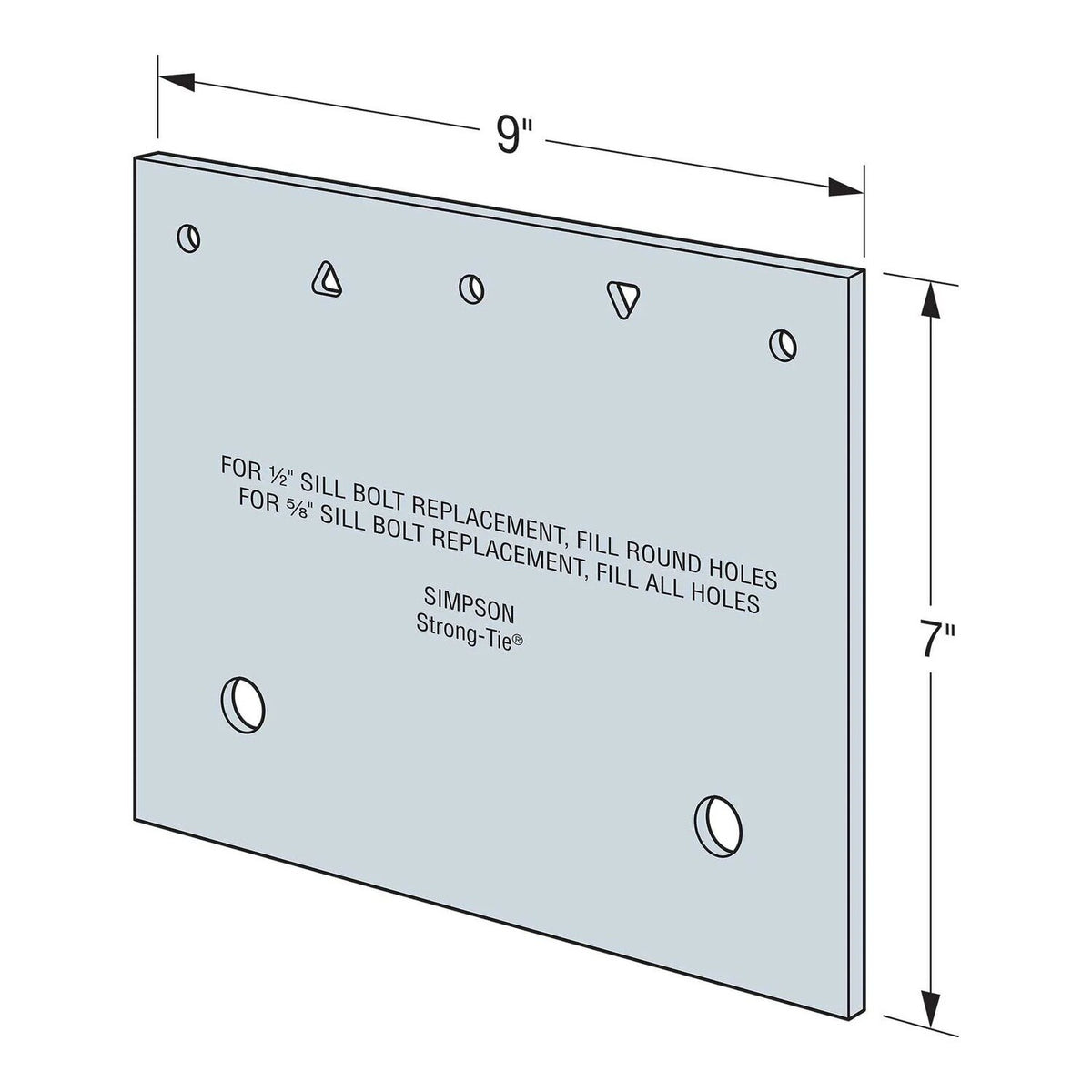 Simpson Strong-Tie FRFPHDG (7 in. x 9 in.) Flat Retrofit Foundation Plate - Hot Dip Galvanized - 2