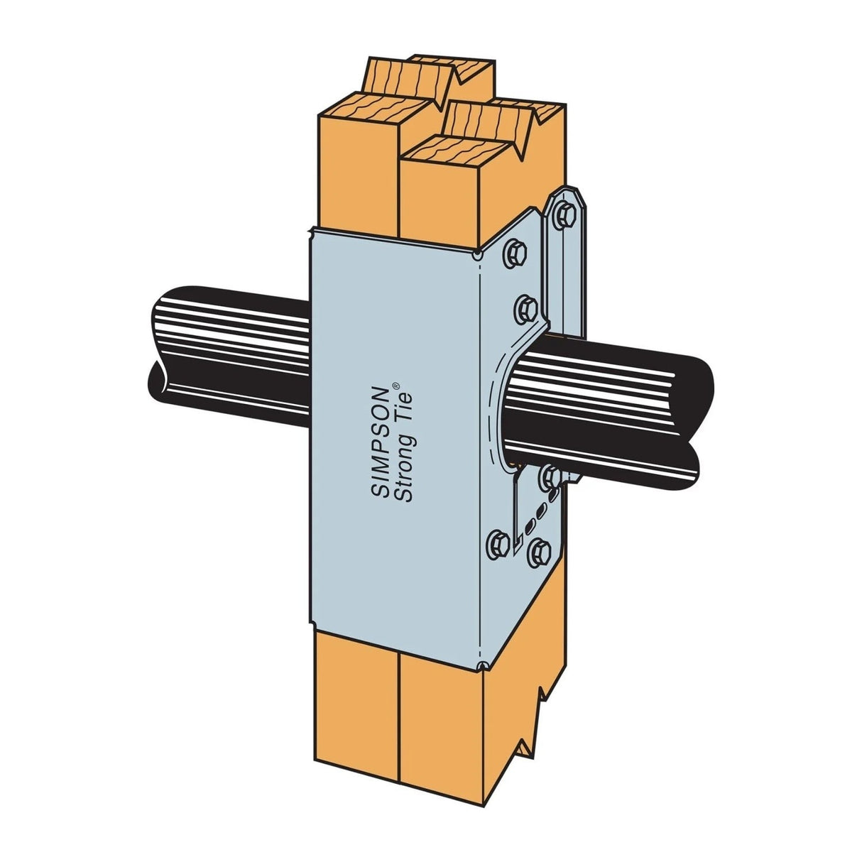 Simpson Strong-Tie HSS2-2-SDS3 (3") 16 Gauge Galvanized Heavy Stud Shoe for Double 2x Studs with SDS Screws - 4