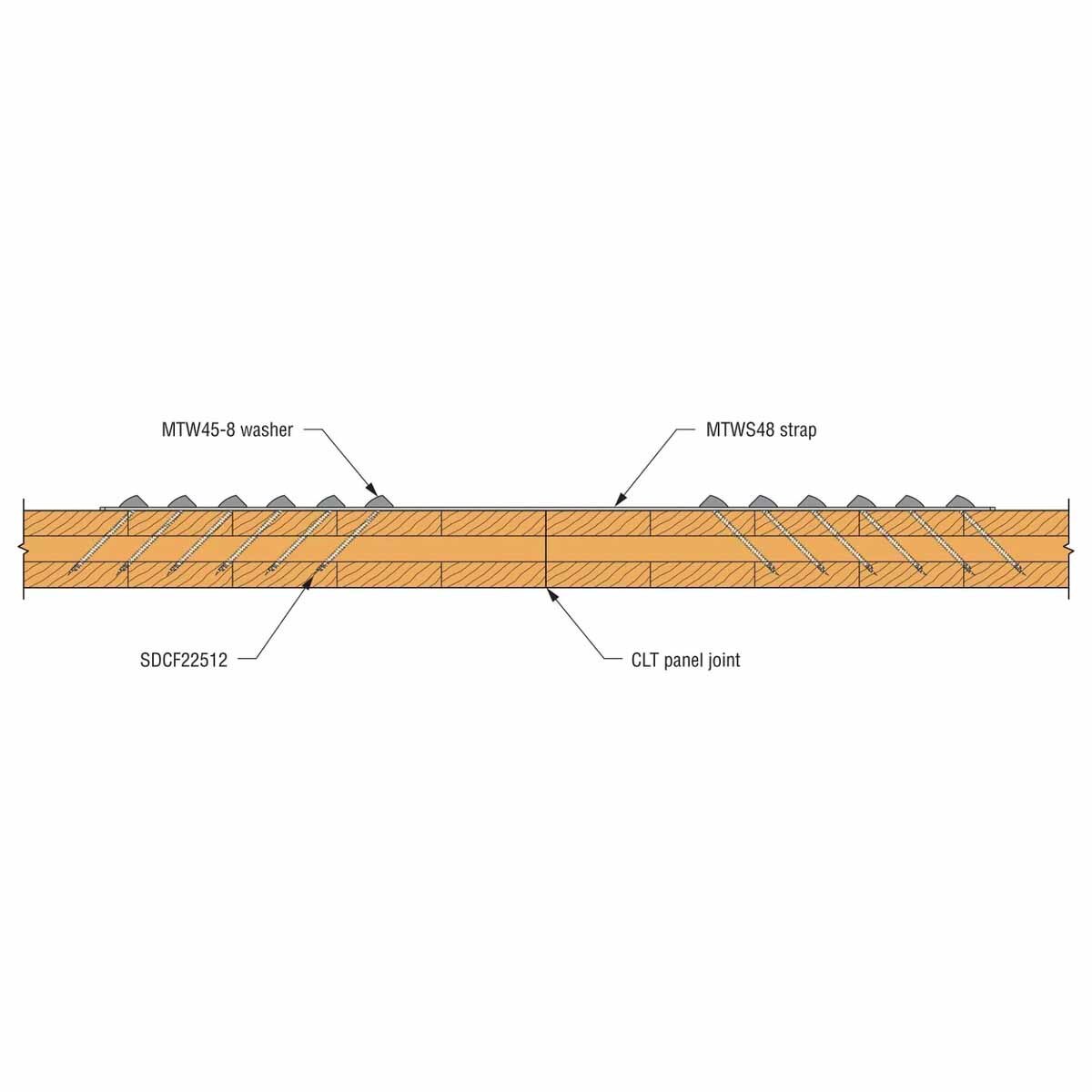 Simpson Strong-Tie MTWS48-8 (8-1/16 in. x 47-5/8 in.) High-Capacity 7-Gauge Mass Timber Washer Strap for CLT and Engineered Wood Connections - 3