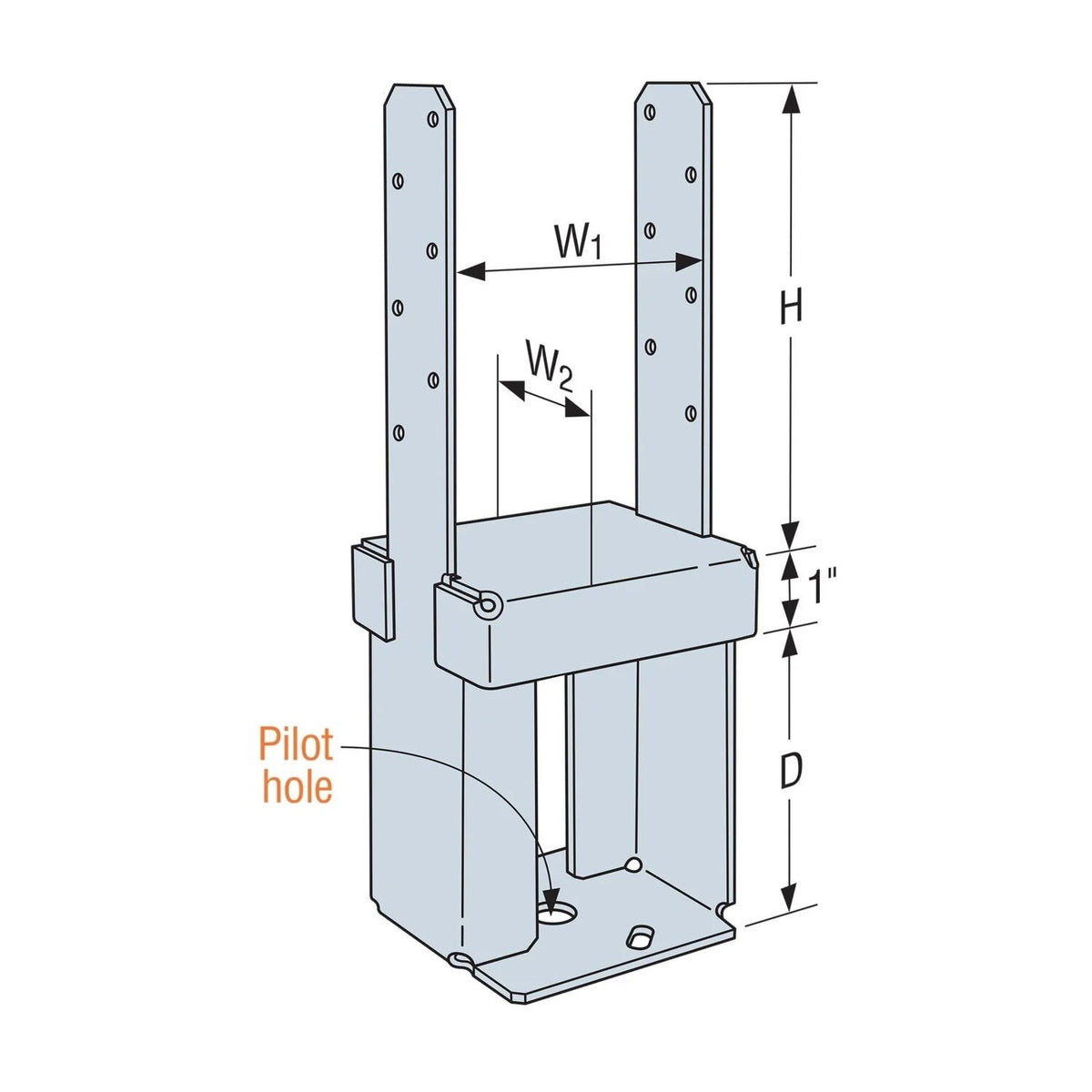 Simpson Strong-Tie PPB66-4Z (6X6) 12 Gauge Porch Post Base 4" Depth - ZMAX Finish - 2