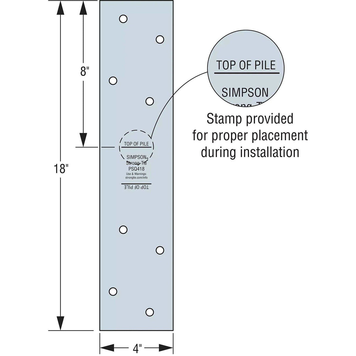 Simpson Strong-Tie PSQ418 Piling Strap Hot-Dip Galvanized for Wood-to-Wood Connections - 2