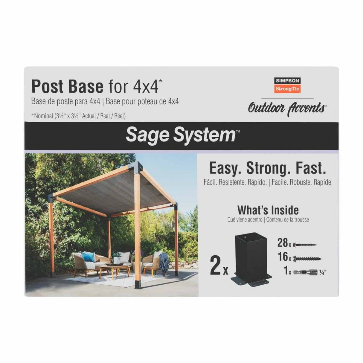 Simpson Strong-Tie SAGE-B44-KT2 (4x4) Black Powder Coated Sage-B Post Base with Screws (2 Pack) - 2
