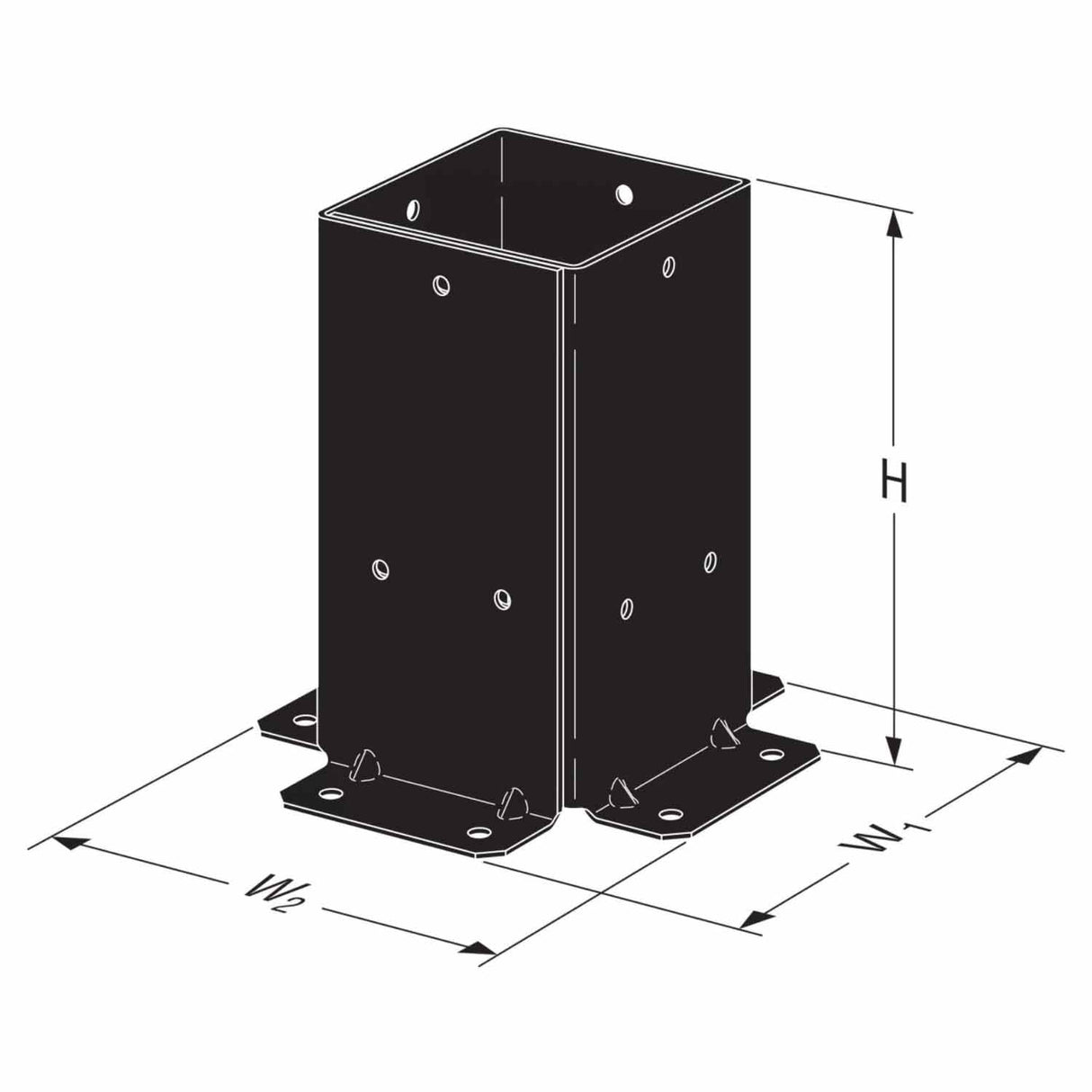 Simpson Strong-Tie SAGE-B44-KT2 (4x4) Black Powder Coated Sage-B Post Base with Screws (2 Pack) - 5