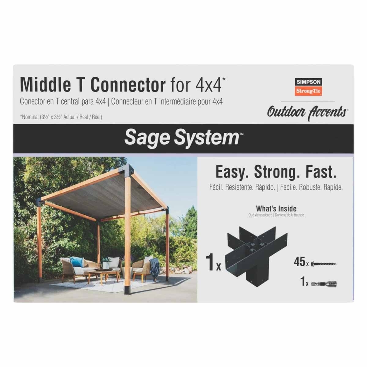 Simpson Strong-Tie SAGE-T44-KT1 (4x4) Sage-T Middle-T Connector Kit with Screws - ZMAX/Black Coating - 4