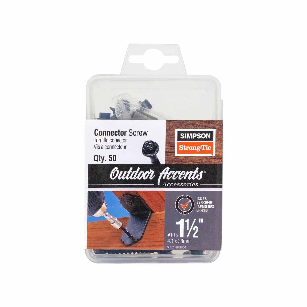 Simpson Strong-Tie SD10112DBBR50 (#10 x 1.5") Outdoor Accents Connector Screw - Double-Barrier Coating, Black (50 Pack)