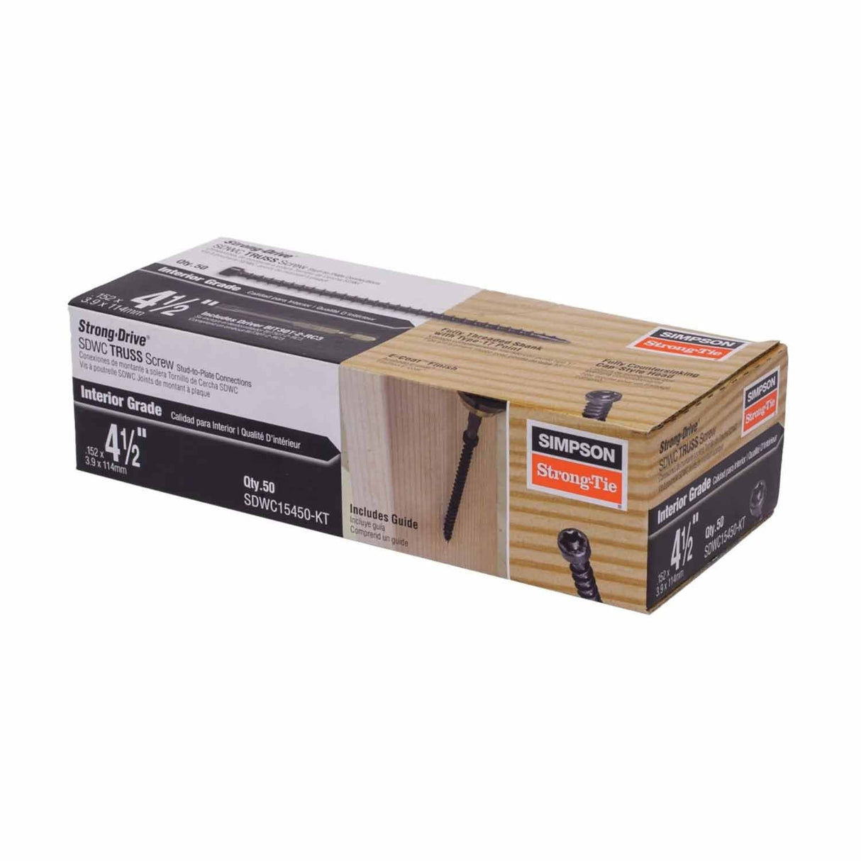Simpson Strong-Tie SDWC15450-KT Strong-Drive(.155" x 4-1/2") T30 E-coat SDWC Truss Screw, Cap Head, Black (50 Pack) - 3