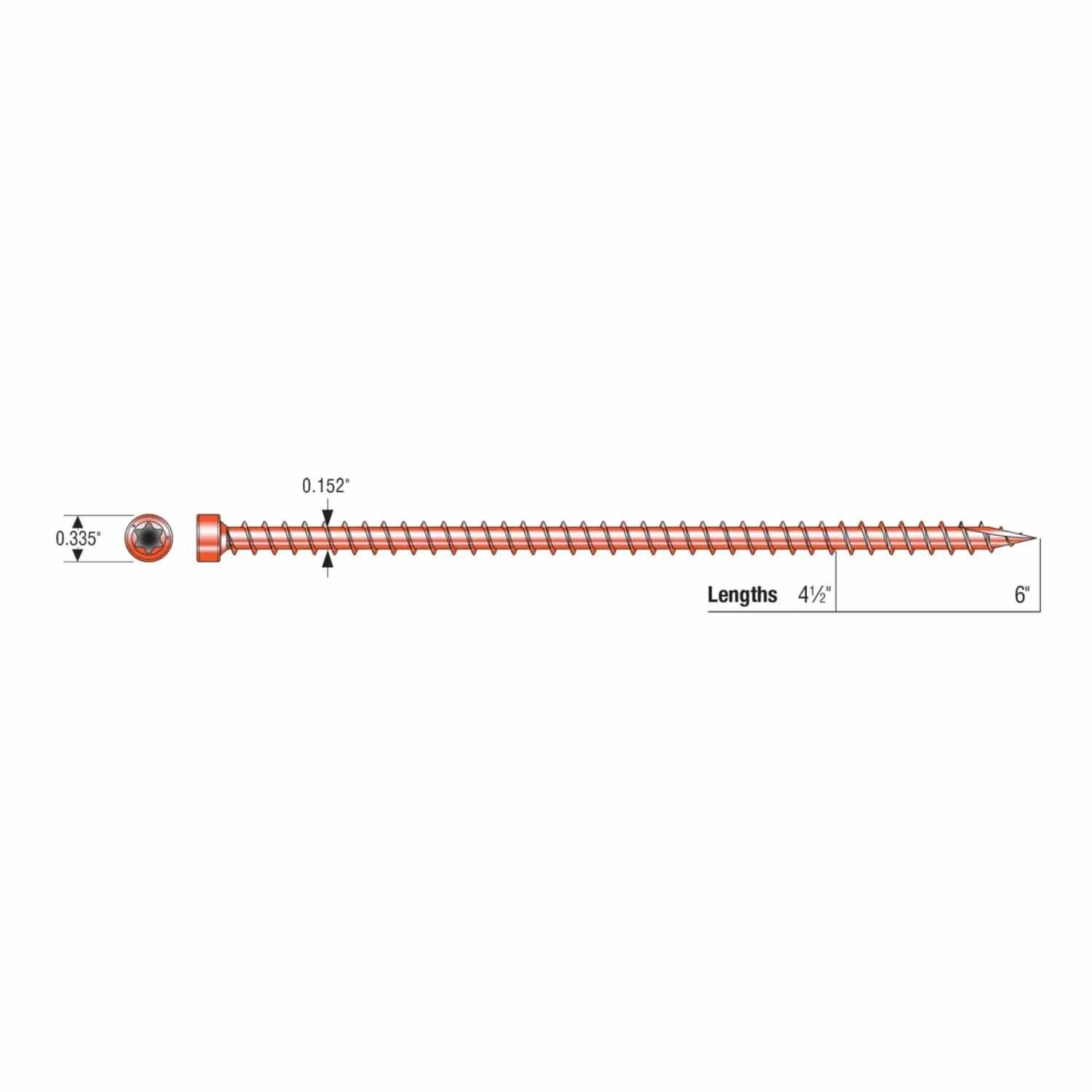 Simpson Strong-Tie SDWC15600B-KT Strong-Drive(.155" x 4-1/2") T30 E-coat SDWC Truss Screw, Cap Head, Orange (500 Pack) - 5