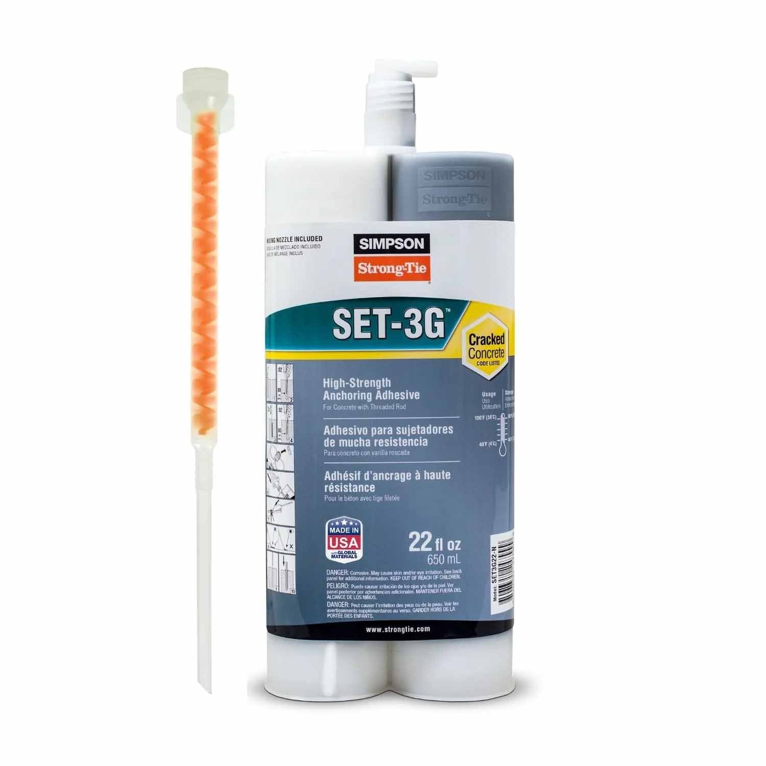 Simpson Strong-Tie SET3G22-N High-Strength Epoxy Adhesive Anchoring Threaded Rod Rebar