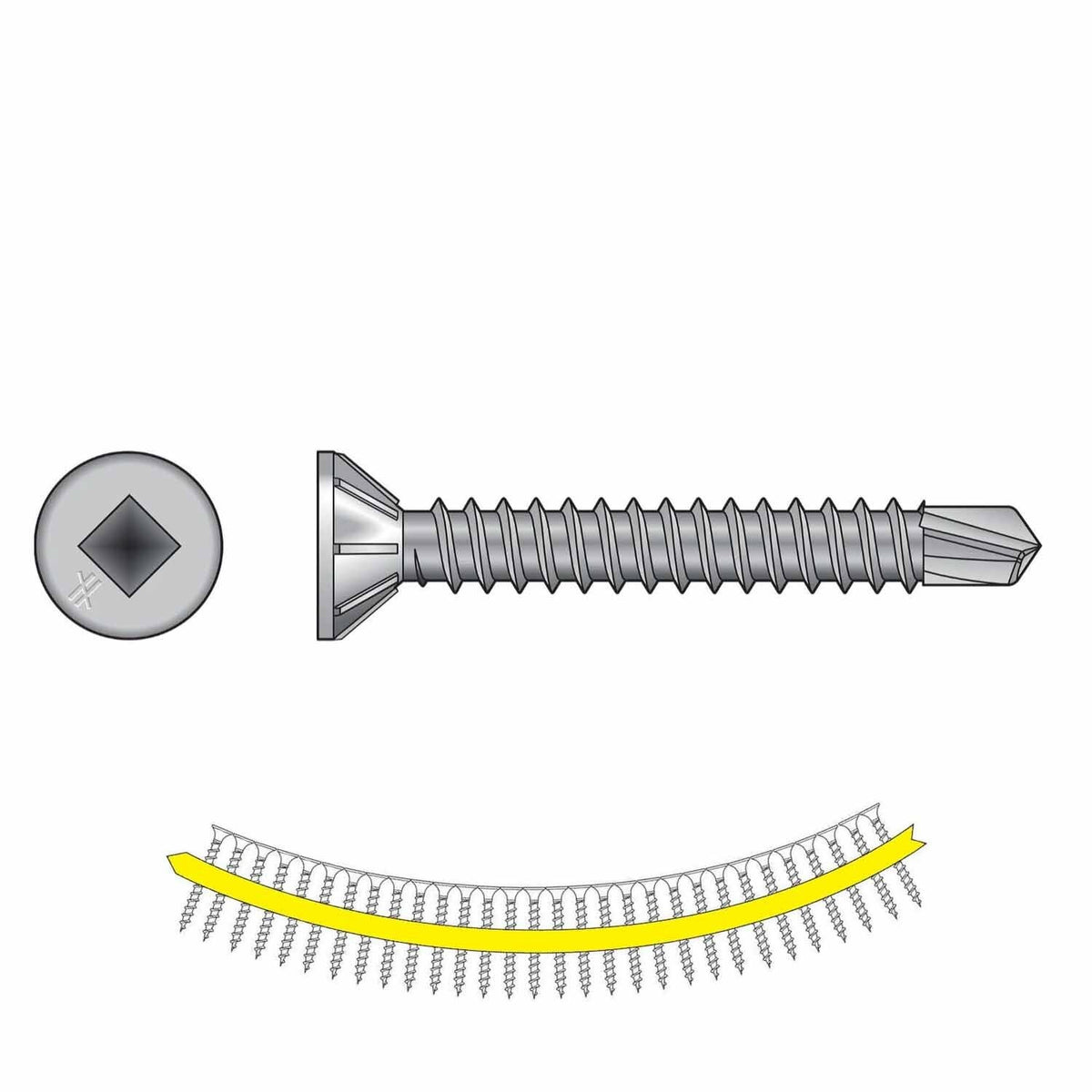 Simpson Strong-Tie SSFHSD112S1016 (#10 x 1-1/2") Collated Wood-to-CFS Screw - Flat Head, Type 410 (1000 Pack)
