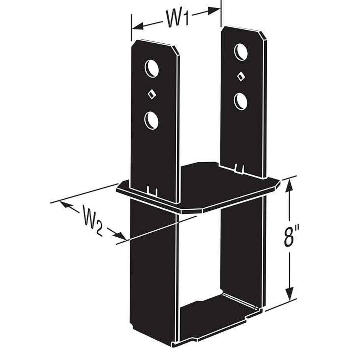 Simpson Strong-Tie CB48PC 4" x 8" Column Base Black Powder-Coated for Wood-to-Concrete Connections - 2