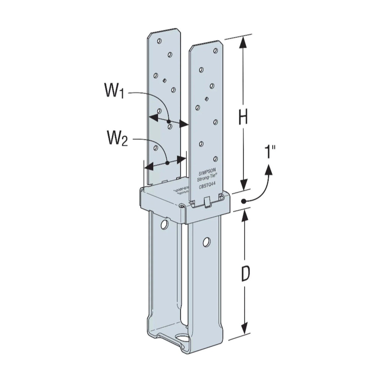 Simpson Strong-Tie CBSTQ44-SDS2HDG Quick-Install Column Base w/SDS Screws - Hot Dip Galvanized - 2