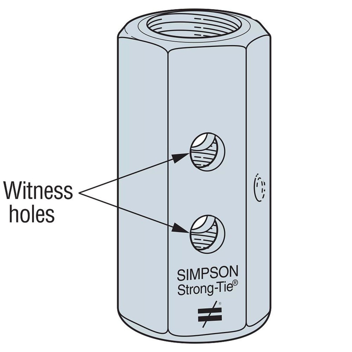 Simpson Strong-Tie CNW3/4-3/4-OST Coupler Nut for 3/4" Threaded Rods with Oversized Thread for Galvanized Bolts - 2