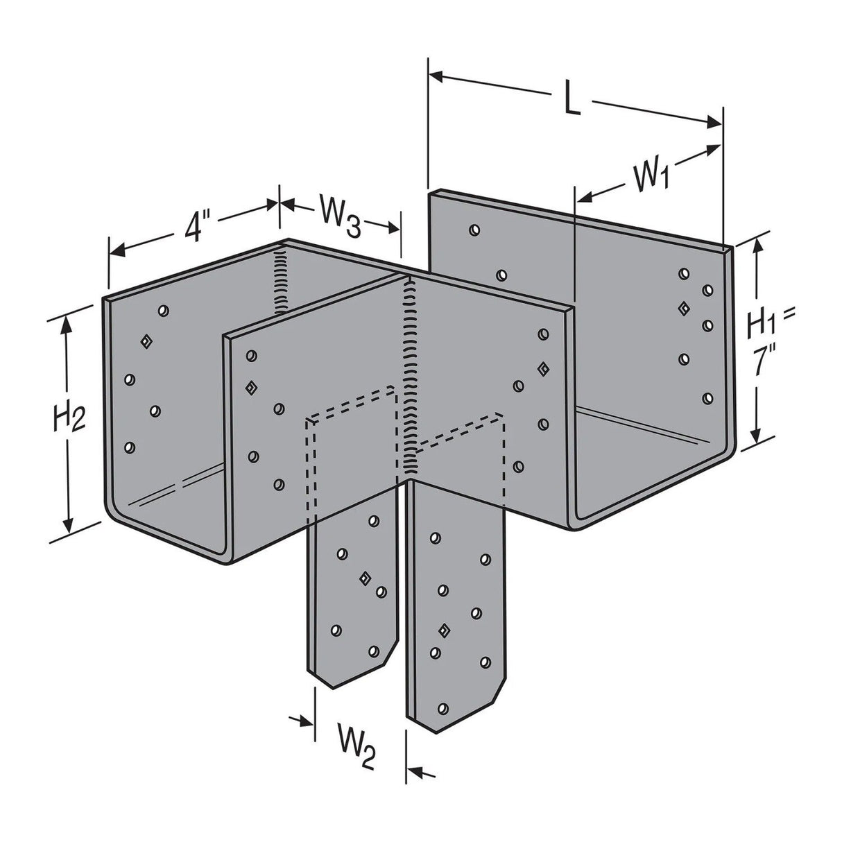Simpson Strong-Tie ECCLLQ666SDS L-Shaped End Column Cap for 6x Beams and Post with SDS Screws - 2