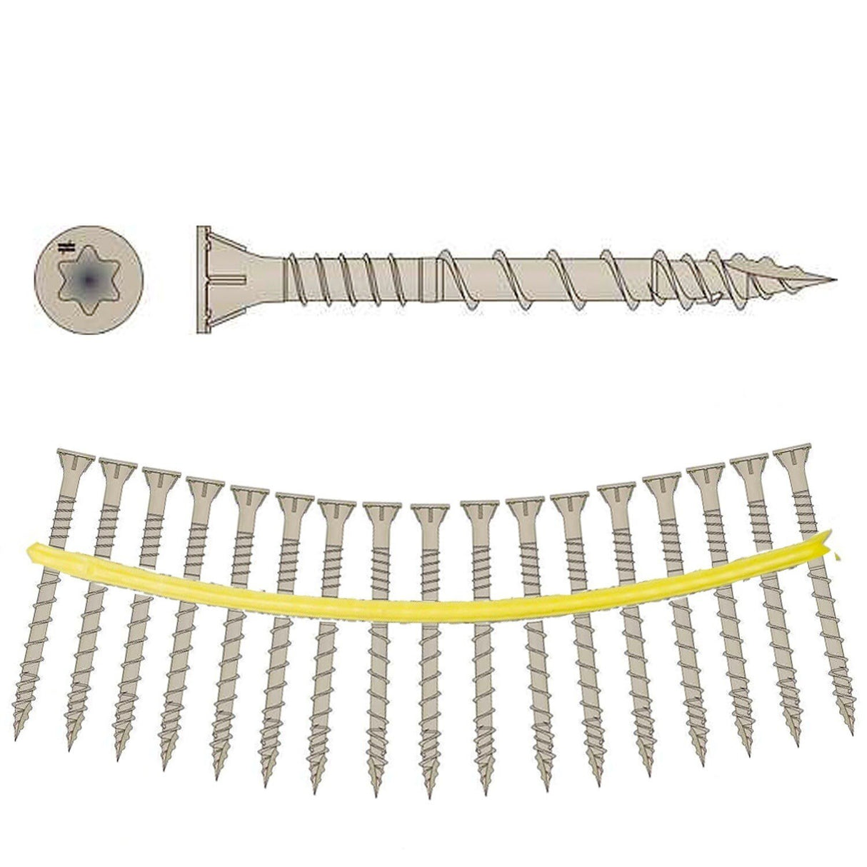 Simpson Strong-Tie HCKDSVT158S Deck-Drive (#8 x 1-5/8") T25 DSV Wood Collated Screw, Tan (1000 Pack) - 2