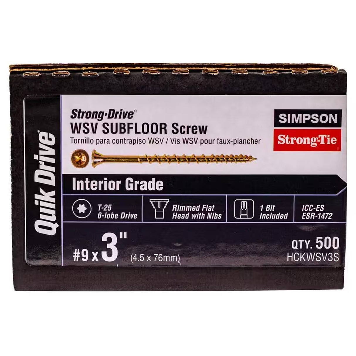 Simpson Strong-Tie HCKWSV3S Strong-Drive (#9 x 3") T25 Subfloor Collated Screw - Yellow-Zinc (500 Pack)