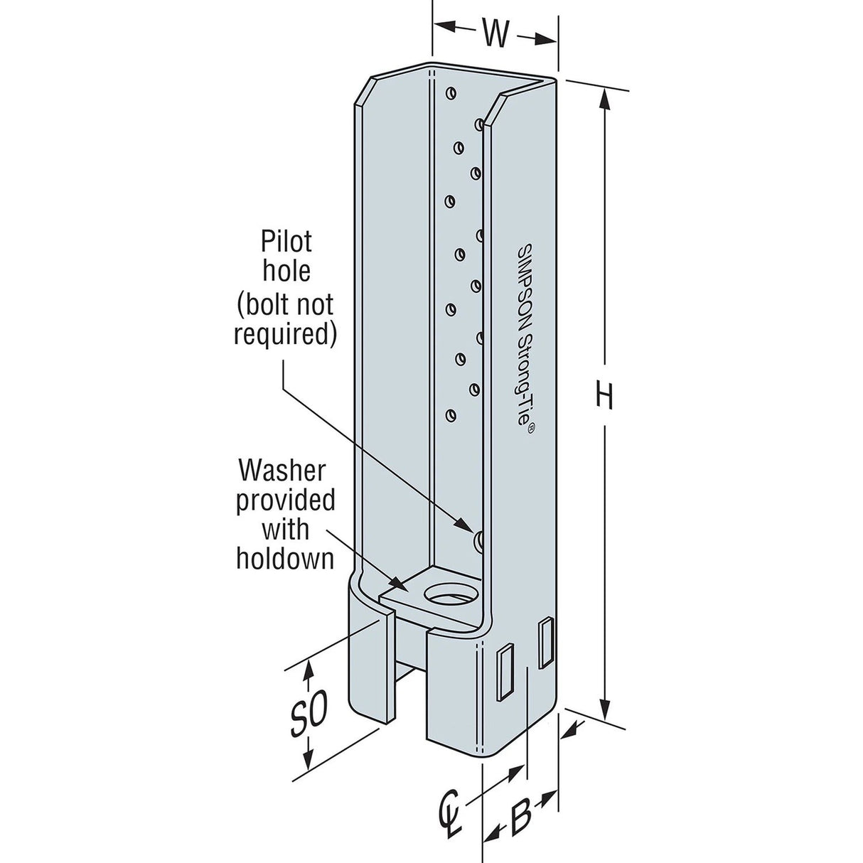 Simpson Strong-Tie HDQ8-SDS3 (14") Quick-Install Holdown - G90 Galvanized - 2