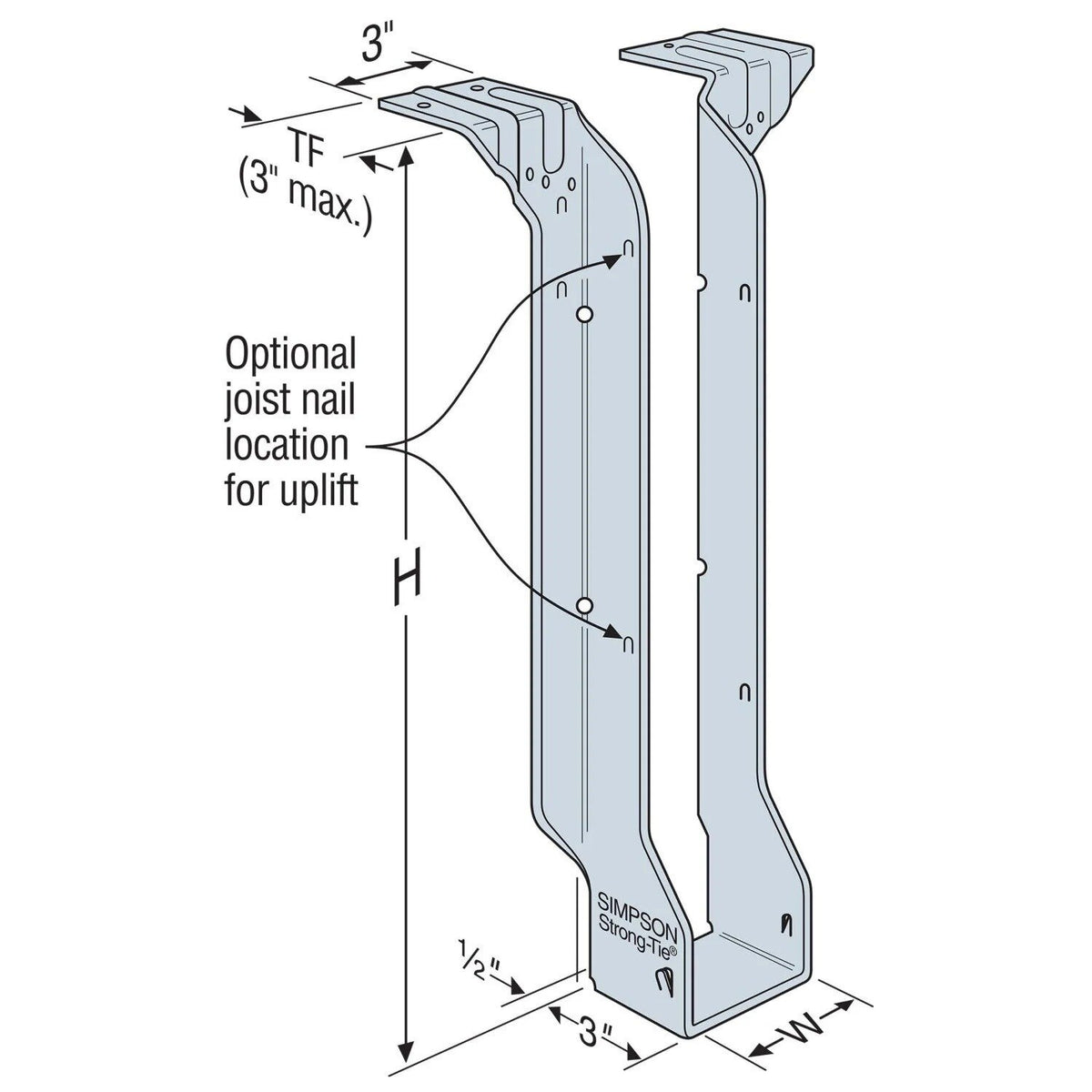 Simpson Strong-Tie HIT322 (2-1/2" x 22") Heavy I-Joist Top-Flange Hanger - G90 Galvanized - 2