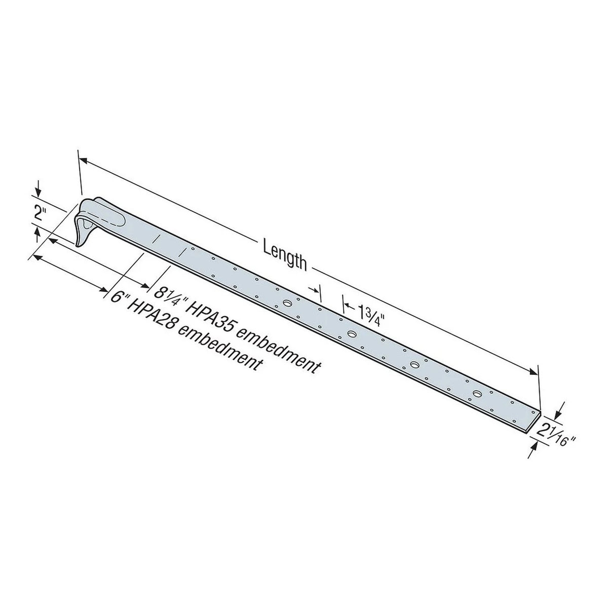 Simpson Strong-Tie HPA28 (32-1/2 in.) 10 Gauge Heavy Purlin Anchor - G90 Zinc Galvanized - 2