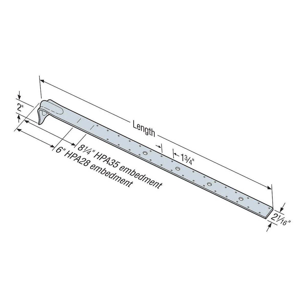 Simpson Strong-Tie HPA35 (38-1/2") 10 Gauge Heavy Purlin Anchor - G90 Zinc Galvanized - 2