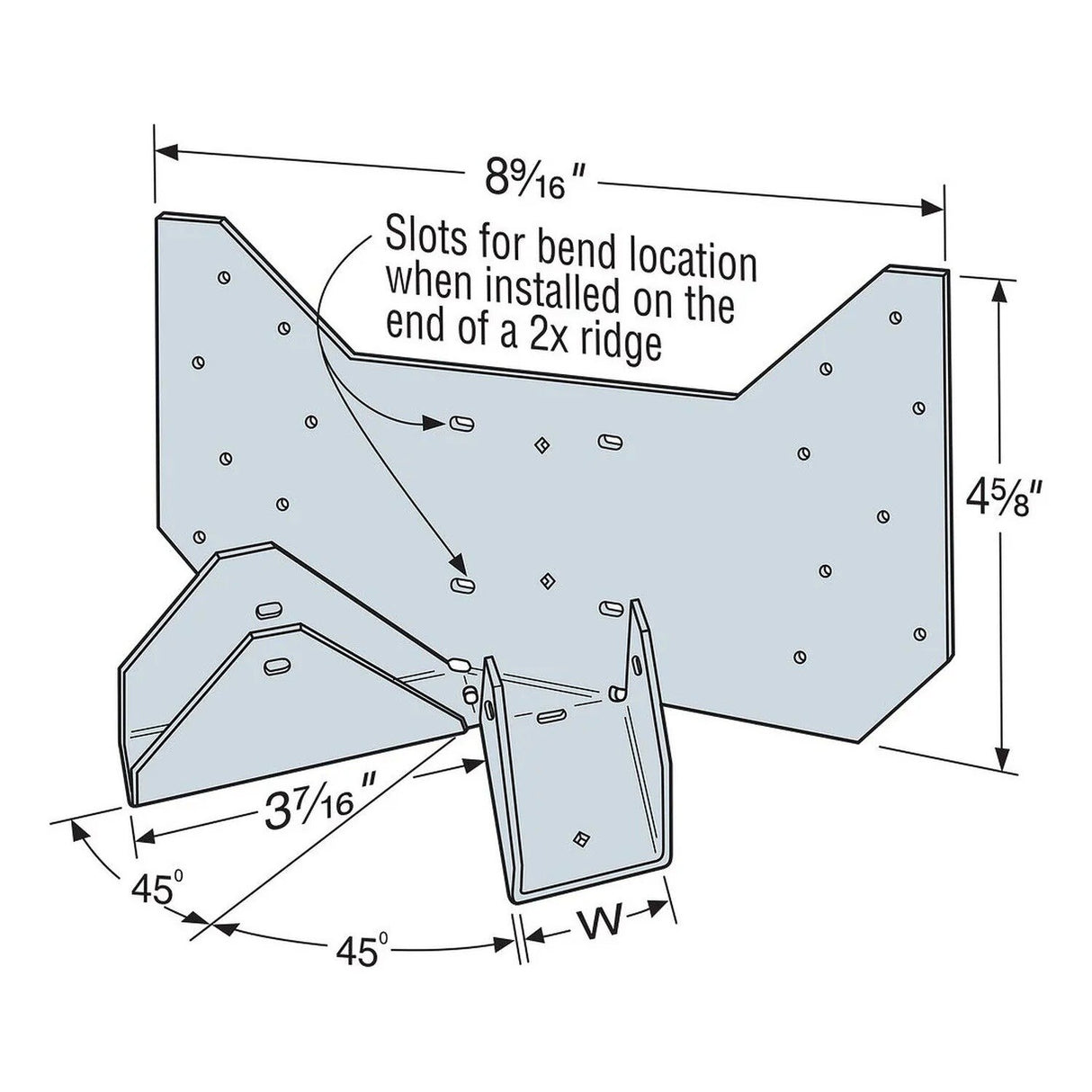 Simpson Strong-Tie HRC22 Galvanized Hip Ridge Connector for 2x - Secure Hip-to-Ridge Beam Connection - 2
