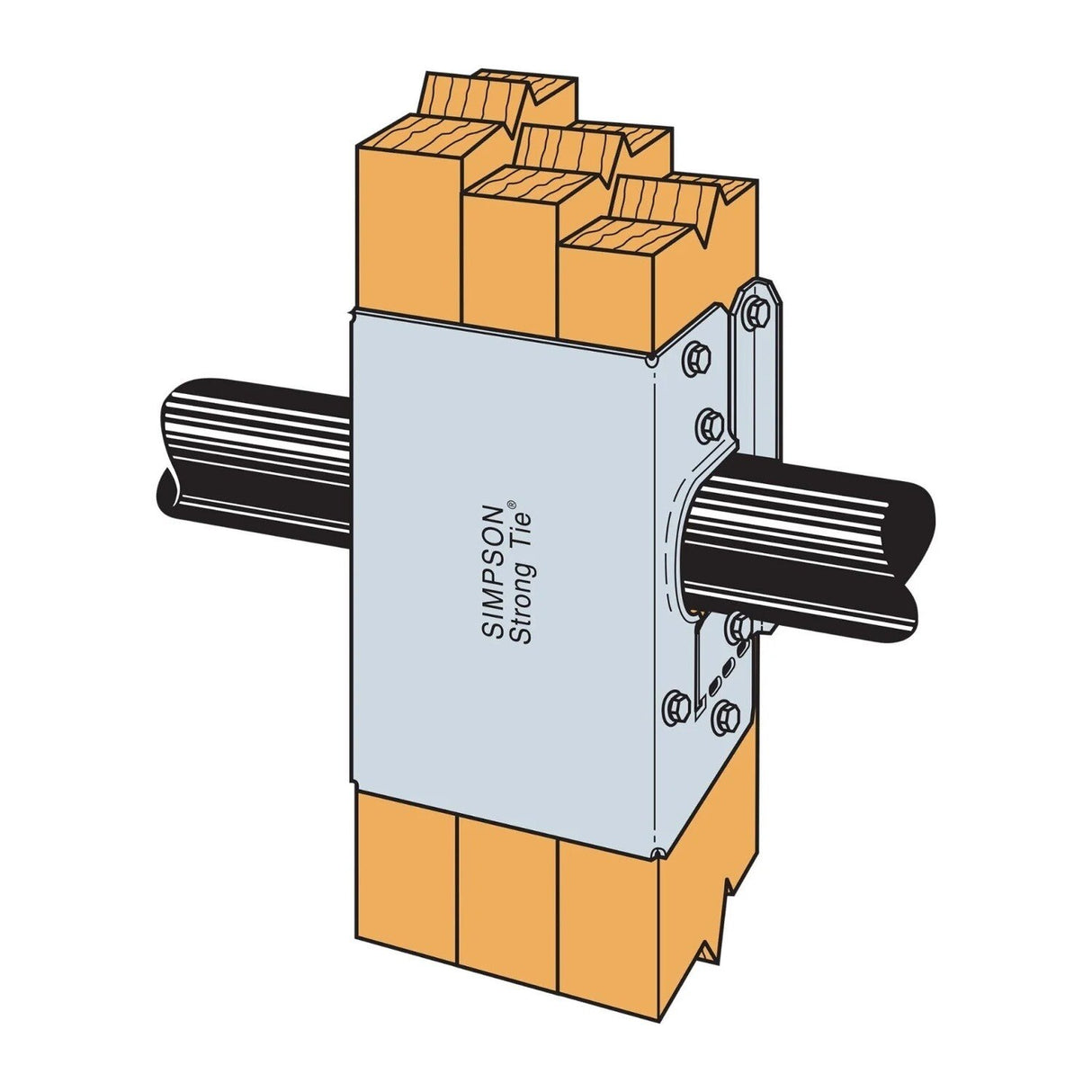 Simpson Strong-Tie HSS2-3-SDS3 (4-9/16") 16 Gauge Galvanized Heavy Stud Shoe for Triple 2x Studs with SDS Screw - 3