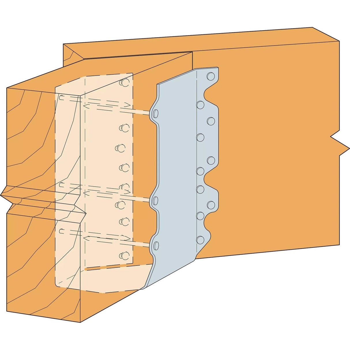 Simpson Strong-Tie HSULC46 (4" x 6") Concealed Flange Joist Hanger Skewed Left for Angled Wood Connections - 2