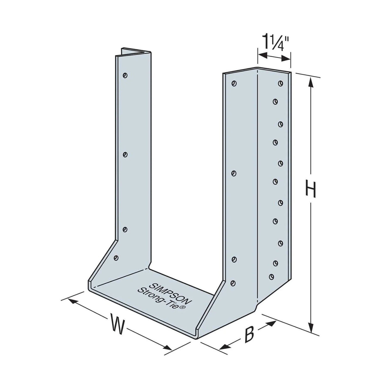 Simpson Strong-Tie HU5.125/12 (2-1/2" x 10-1/4") 14-Gauge Galvanized Heavy Face-Mount Joist Hanger - 2