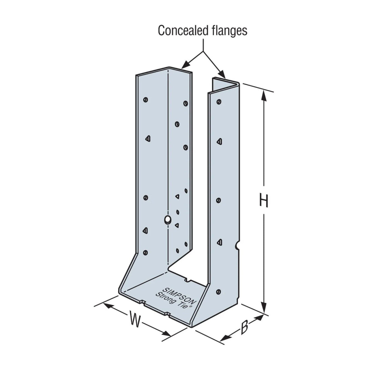 Simpson Strong-Tie HUC410Z (8-3/8") 14Ga Heavy-Duty Concealed-Flange Face-Mount Joist Hanger - ZMAX Finish - 2